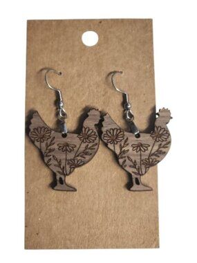 Floral Coop Whimsy Wood Drop Earrings